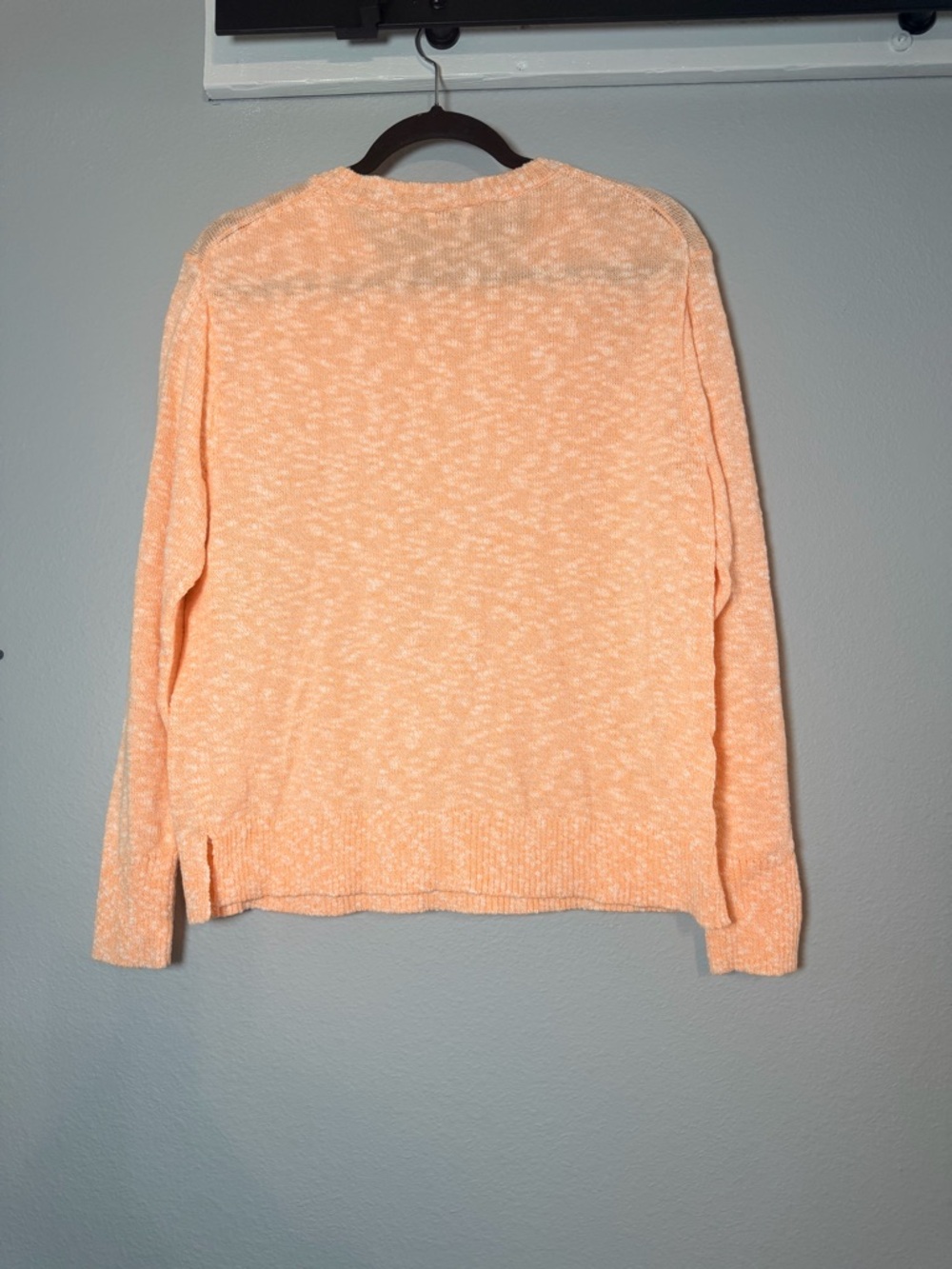 J. Crew Womens Crewneck Beach Sweater Medium Orange White Marled - Picture 4 of 8